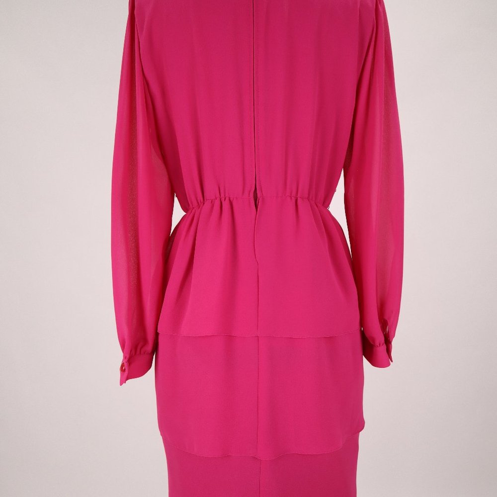 Vtg Ursula of Switzerland 80's Pink Sequin Beaded Tiered Party Dress Gown Formal - Picture 9 of 10